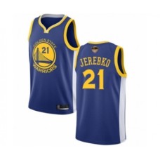 Men's Golden State Warriors #21 Jonas Jerebko Swingman Royal Blue Basketball 2019 Basketball Finals Bound Jersey - Icon Edition