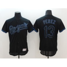 Men's Kansas City Royals #13 Salvador Perez Black Stitched Jersey