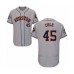 Men's Houston Astros #45 Gerrit Cole Grey Road Flex Base Authentic Collection 2019 World Series Bound Baseball Stitched Jersey