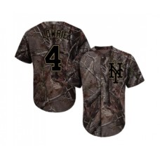 Men's New York Mets #4 Jed Lowrie Authentic Camo Realtree Collection Flex Base Baseball Jersey