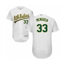 Men's Oakland Athletics #33 Daniel Mengden White Home Flex Base Authentic Collection Baseball Player Stitched Jersey