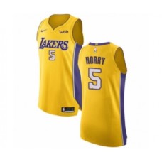 Men's Los Angeles Lakers #5 Robert Horry Authentic Gold Home Basketball Jersey - Icon Edition