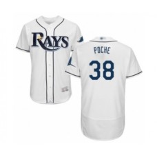 Men's Tampa Bay Rays #38 Colin Poche Home White Home Flex Base Authentic Collection Baseball Player Stitched Jersey