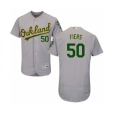 Men's Oakland Athletics #50 Mike Fiers Grey Road Flex Base Authentic Collection Baseball Player Stitched Jersey