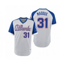 Men's Braves #31 Greg Maddux Gray Royal 1979 Turn Back the Clock Authentic Stitched Jersey