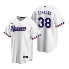 Men's Nike Texas Rangers #38 Danny Santana White Home Stitched Baseball Jersey