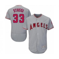 Men's Los Angeles Angels of Anaheim #33 Max Stassi Grey Road Flex Base Authentic Collection Baseball Player Stitched Jersey