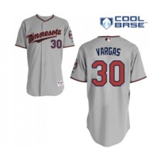 Men's Minnesota Twins #30 Kennys Vargas Replica Grey Road Cool Base Baseball Jersey