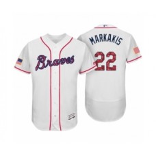 Men's Atlanta Braves #22 Nick Markakis White 2017 Independence Day Flex Base Stitched Jersey