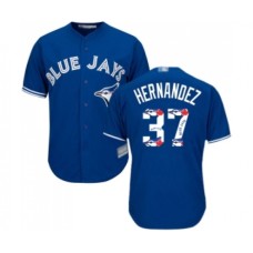 Men's Toronto Blue Jays #37 Teoscar Hernandez Authentic Blue Team Logo Fashion Baseball Jersey