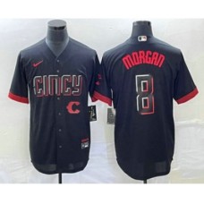 Men's Cincinnati Reds #8 Joe Morgan Black 2023 City Connect Cool Base Stitched Jersey