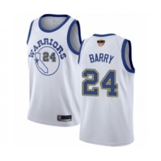 Men's Golden State Warriors #24 Rick Barry Swingman White Hardwood Classics 2019 Basketball Finals Bound Basketball Jersey