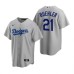 Men's Nike Los Angeles Dodgers #21 Walker Buehler Gray Alternate Stitched Baseball Jersey