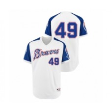 Men's Atlanta Braves #49 Turn Back the Clock Julio Teheran White 1974 Authentic Stitched Jersey