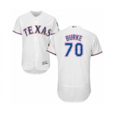 Men's Texas Rangers #70 Brock Burke White Home Flex Base Authentic Collection Baseball Player Stitched Jersey