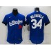 Men's Nike Los Angeles Dodgers #34 Fernando Valenzuela Blue Elite City Player Stitched Jersey