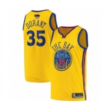 Men's Golden State Warriors #35 Kevin Durant Swingman Gold 2019 Basketball Finals Bound Basketball Jersey - City Edition