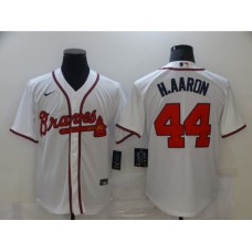 Men's Nike Atlanta Braves #44 Hank Aaron White Stitched Jersey