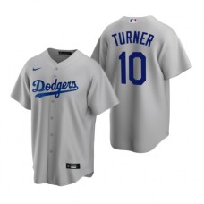 Men's Nike Los Angeles Dodgers #10 Justin Turner Gray Alternate Stitched Baseball Jersey