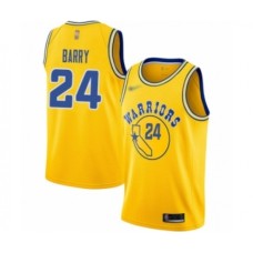 Men's Golden State Warriors #24 Rick Barry Authentic Gold Hardwood Classics Basketball Stitched Jersey