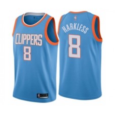 Men's Los Angeles Clippers #8 Moe Harkless Authentic Blue Basketball Stitched Jersey - City Edition