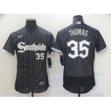 Men's Chicago White Sox #35 Frank Thomas Authentic Black Fashion Baseball Stitched Jersey