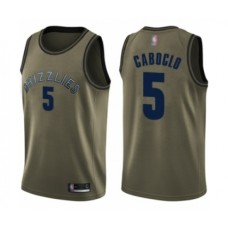 Men's Memphis Grizzlies #5 Bruno Caboclo Swingman Green Salute to Service Basketball Jersey