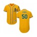 Men's Oakland Athletics #50 Mike Fiers Gold Alternate Flex Base Authentic Collection Baseball Player Stitched Jersey