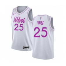 Men's Nike Minnesota Timberwolves #25 Derrick Rose White Swingman Jersey - Earned Edition