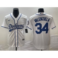 Men's Los Angeles Dodgers #34 Fernando Valenzuela White Cool Base Stitched Baseball Jersey1