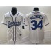 Men's Los Angeles Dodgers #34 Fernando Valenzuela White Cool Base Stitched Baseball Jersey1