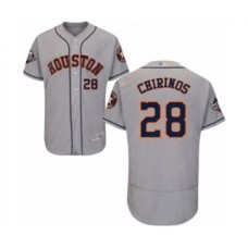 Men's Houston Astros #28 Robinson Chirinos Grey Road Flex Base Authentic Collection 2019 World Series Bound Baseball Stitched Jersey