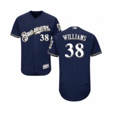 Men's Milwaukee Brewers #38 Devin Williams Navy Blue Alternate Flex Base Authentic Collection Baseball Player Stitched Jersey