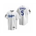 Men's Los Angeles Dodgers #5 Corey Seager White 2020 World Series Replica Stitched Jersey