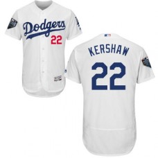 Men's Majestic Los Angeles Dodgers #22 Clayton Kershaw White Home Flex Base Authentic Collection 2018 World Series MLB Jersey