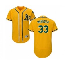 Men's Oakland Athletics #33 Daniel Mengden Gold Alternate Flex Base Authentic Collection Baseball Player Stitched Jersey