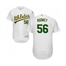 Men's Oakland Athletics #56 Fernando Rodney White Home Flex Base Authentic Collection Baseball Jersey