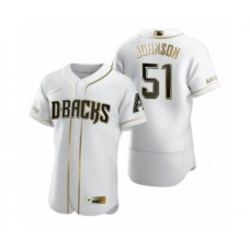 Men's Arizona Diamondbacks #51 Randy Johnson Nike White Authentic Golden Edition Stitched Jersey