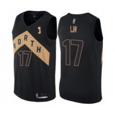 Men's Toronto Raptors #17 Jeremy Lin Swingman Black 2019 Basketball Finals Champions Jersey - City Edition