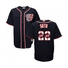 Men's Washington Nationals #22 Juan Soto Authentic Navy Blue Team Logo Fashion Cool Base Baseball Jersey