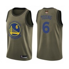 Men's Golden State Warriors #6 Nick Young Swingman Green Salute to Service 2019 Basketball Finals Bound Basketball Jersey