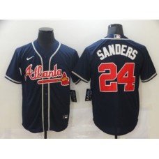 Men's Atlanta Braves #24 Deion Sanders Navy Blue Nike MLB Stitched Jersey