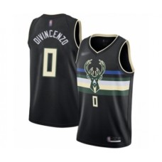 Men's Milwaukee Bucks #0 Donte DiVincenzo Authentic Black Finished Basketball Stitched Jersey - Statement Edition