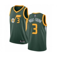 Men's Utah Jazz #3 Justin Wright-Foreman Green Swingman Stitched Jersey - Earned Edition