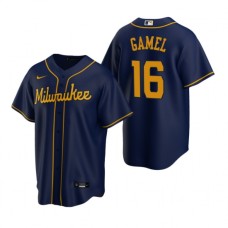 Men's Nike Milwaukee Brewers #16 Ben Gamel Navy Alternate Stitched Baseball Jersey