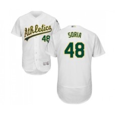 Men's Oakland Athletics #48 Joakim Soria White Home Flex Base Authentic Collection Baseball Jersey