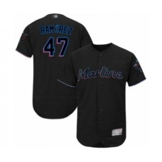 Men's Miami Marlins #47 Harold Ramirez Black Alternate Flex Base Authentic Collection Baseball Player Stitched Jersey