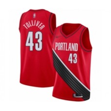 Men's Portland Trail Blazers #43 Anthony Tolliver Authentic Red Finished Basketball Stitched Jersey - Statement Edition