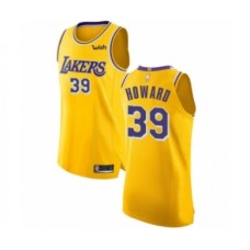 Men's Los Angeles Lakers #39 Dwight Howard Authentic Gold Basketball Stitched Jersey - Icon Edition