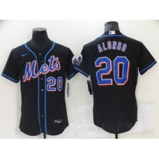 Men's Nike New York Mets #20 Pete Alonso Black Elite Stitched Jersey